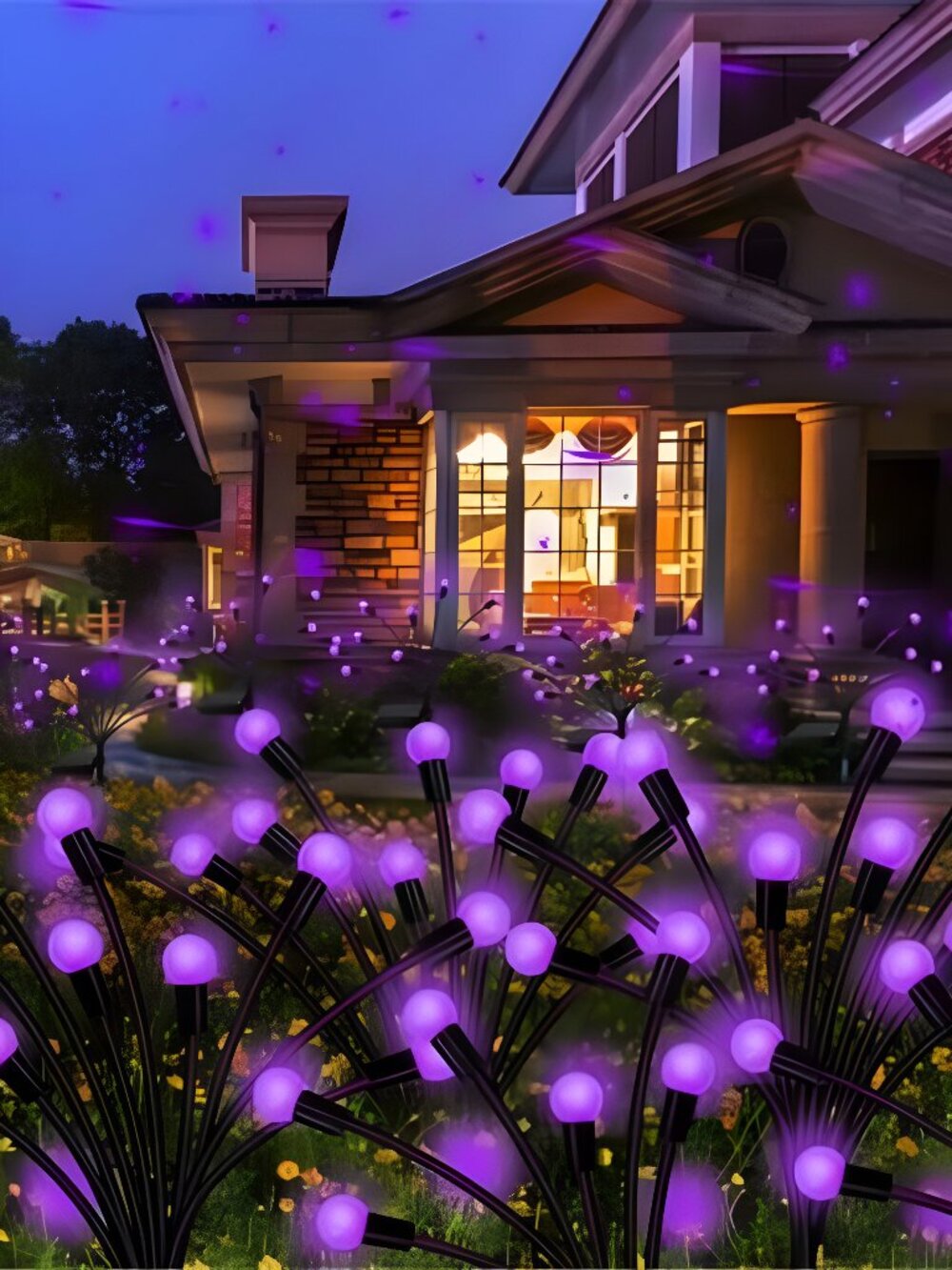 Solar Garden Lights Outdoor, 2 Pack 20 LED Solar Purple Firefly Lights